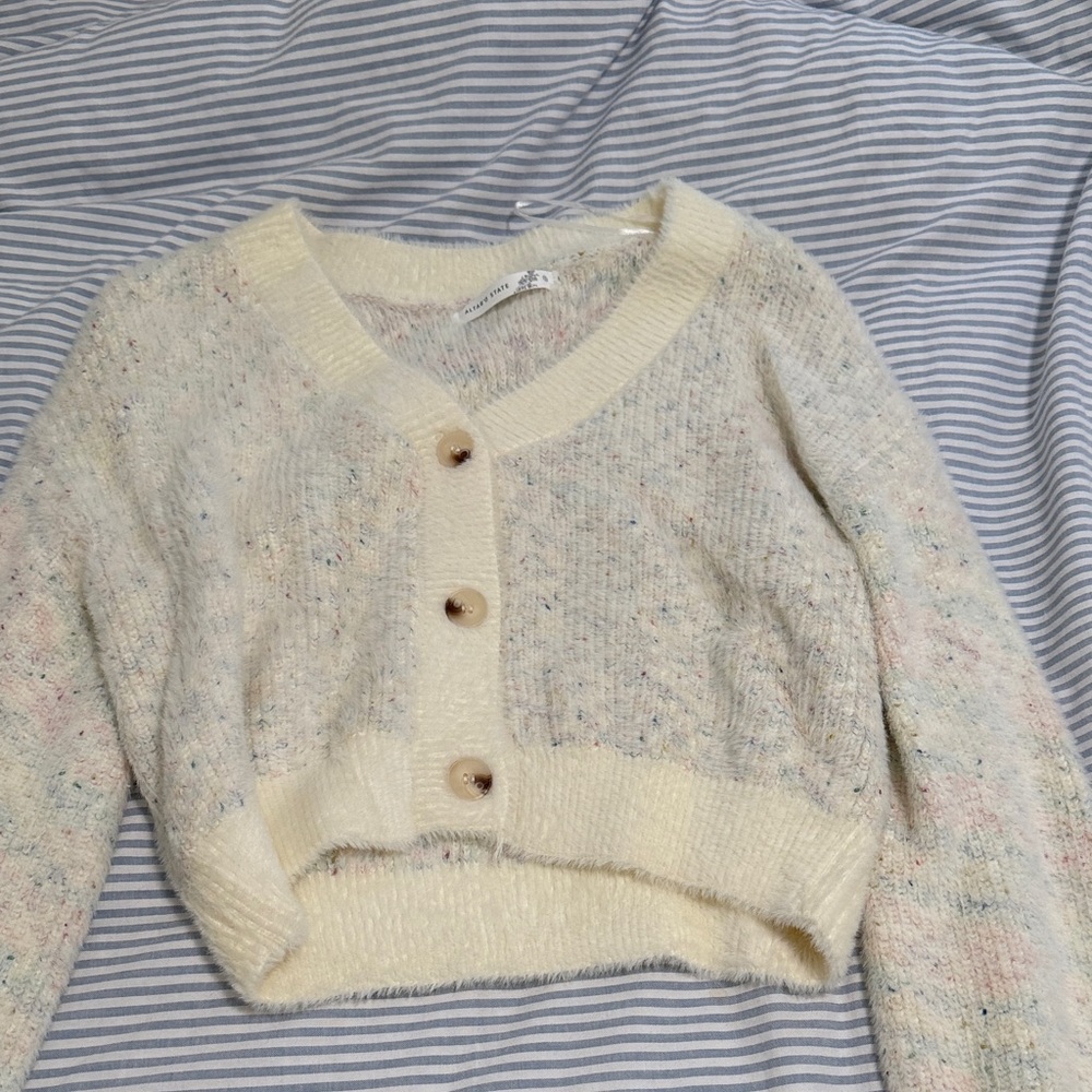 WORN ONCE! Altar’d State Cozy Cream Cardigan Sweater